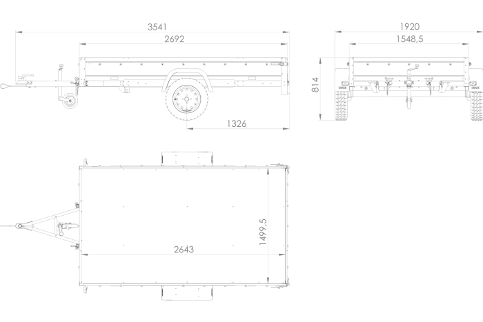 Einachsanhänger 264×150 UNITRAILER GARDEN 265 KIPP mit zusätzlichen Bordwänden, H-800-Hochspriegel und blauer Plane-Neu